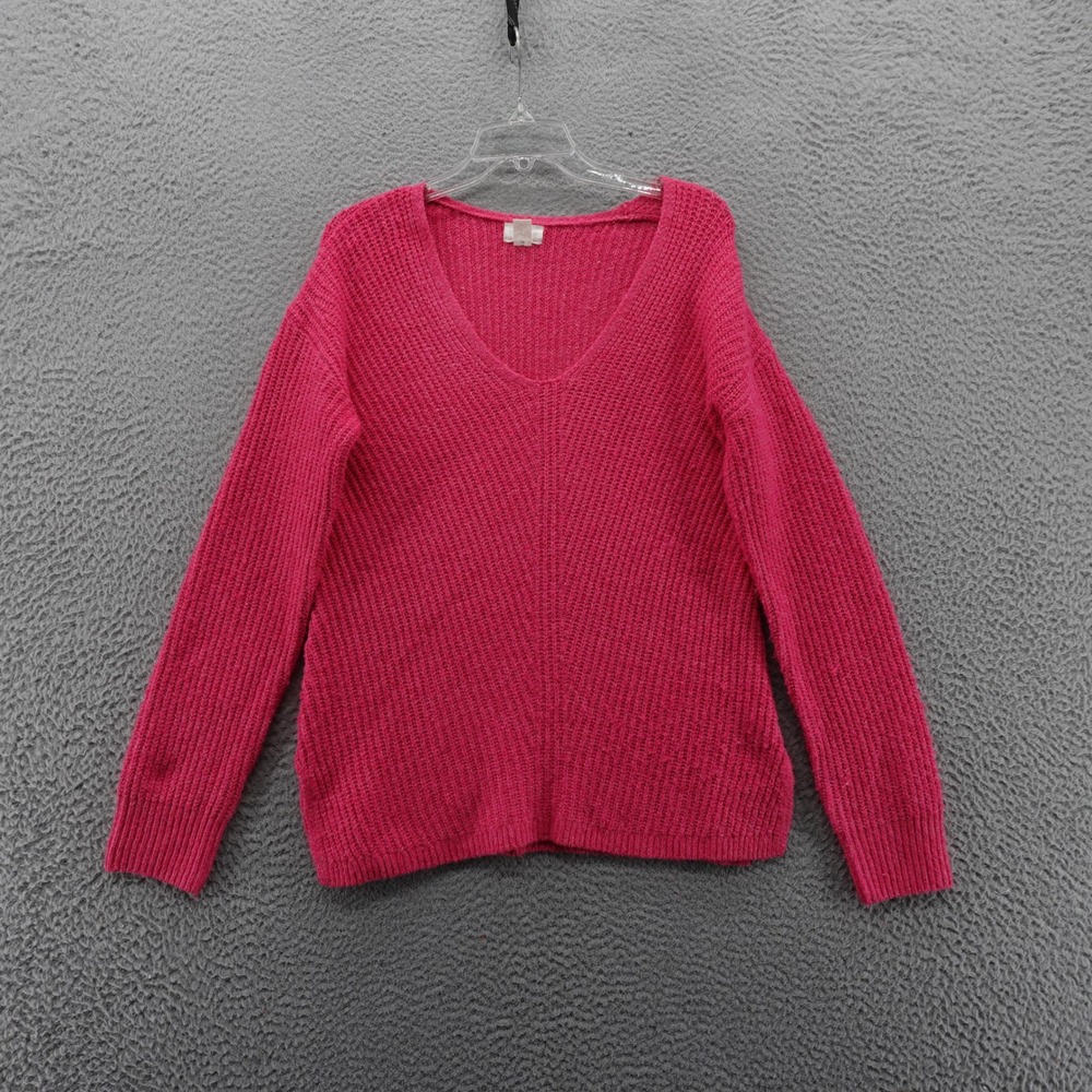 Caslon Womens Pink VNeck Shaker Stitch Knit Sweater Size XS NEW